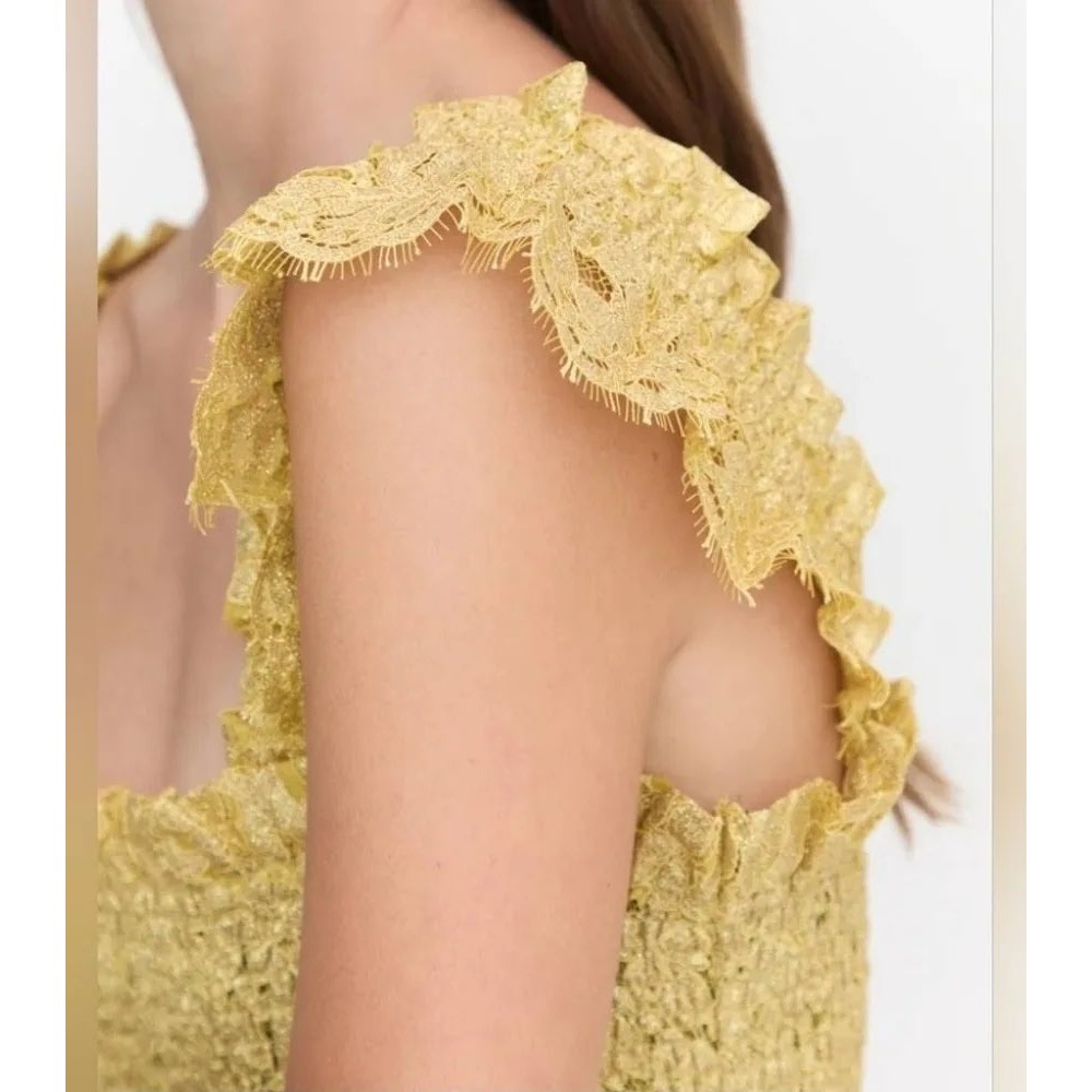 Hill House Home Collector's Edition Ellie Nap Dress Small Gold Metallic Lace NWT - Picture 6 of 15